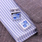 MANSJETTKNAPPER MED KVADRATISKE BLÅ STENER thumbnail