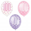 BALLONGER 100 ÅR - PINK GLITZ thumbnail