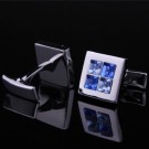 MANSJETTKNAPPER MED KVADRATISKE BLÅ STENER thumbnail