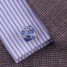 MANSJETTKNAPPER MED RUNDE BLÅ STENER thumbnail