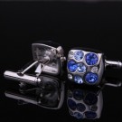 MANSJETTKNAPPER MED RUNDE BLÅ STENER thumbnail