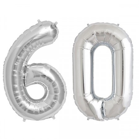SØLVFARGEDE FOLIEBALLONGER 6+0 (34 cm)