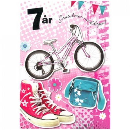 BURSDAGSKORT 7 ÅR - ROSA