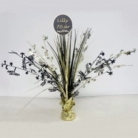 GOLD SPARKLE BORDDEKORASJON MED EGET NAVN OG ALDER