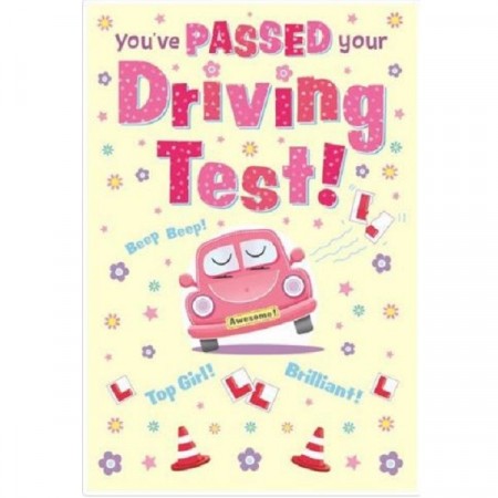 FØRERKORT GRATULASJONSKORT - ROSA BIL