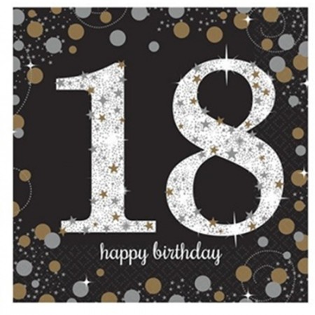 GOLD SPARKLING / GULLGLITRENDE SERVIETTER 18 ÅR