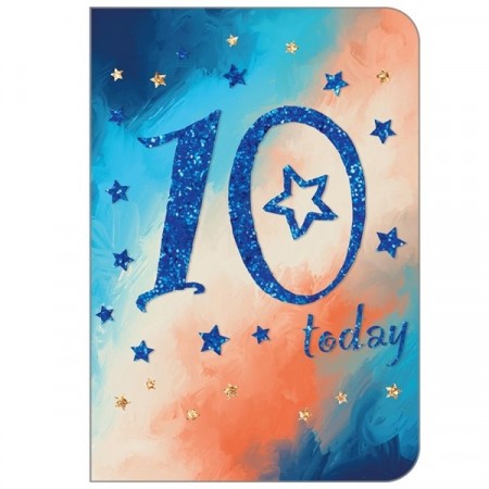 BURSDAGSKORT 10 ÅR - GLITTER BLÅ