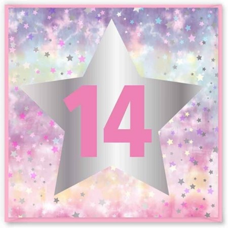 BURSDAGSKORT 14 ÅR - PINK STAR