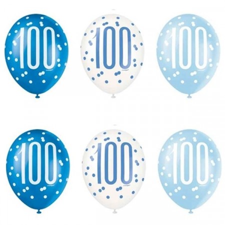 BLUE GLITZ BALLONGER 100 ÅR