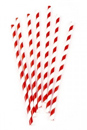 RØDSTRIPEDE PAPIRSUGERØR (100-pk)