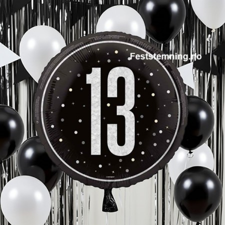 BLACK GLITZ FOLIEBALLONG 13 ÅR