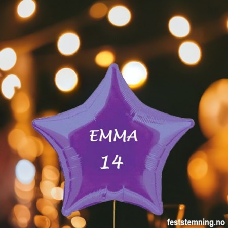 LILLA STJERNEFORMET FOLIEBALLONG MED NAVN / ALDER (51 cm)