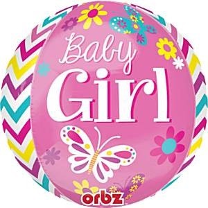 BABY GIRL ORBZ FOIL BALLOON