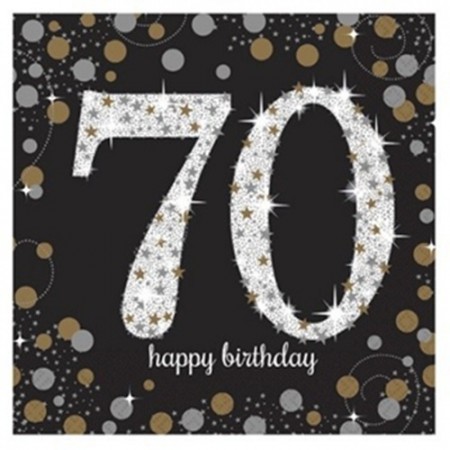 GOLD SPARKLING CELEBRATION SERVIETTER 70 ÅR