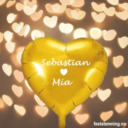 GULLFARGET HJERTEFORMET FOLIEBALLONG MED NAVN