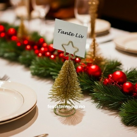 GULLGLITRENDE JULETRE BORDKORTHOLDER (4-pk)