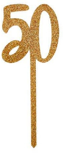 GULLGLITRENDE KAKEPYNT 50 ÅR