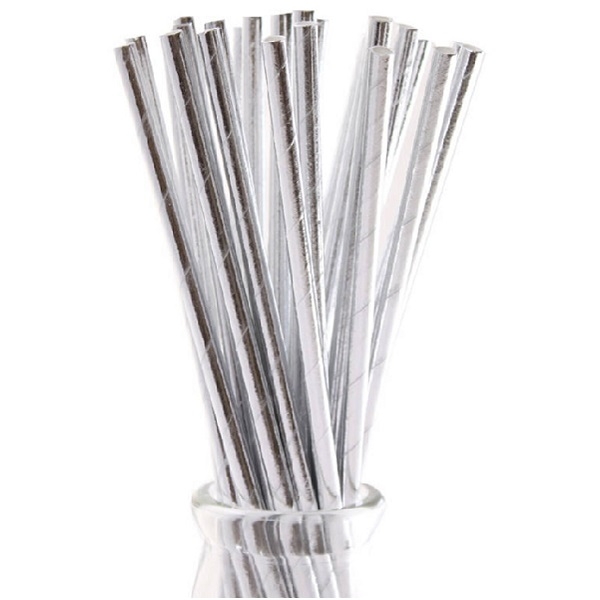 SØLVFARGEDE SUGERØR - METALLISK