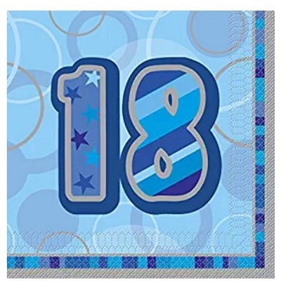 BLÅ SERVIETTER TIL 18-ÅRSDAG