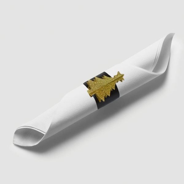 GULLGLITRENDE JULETRE SERVIETTRINGER JUL