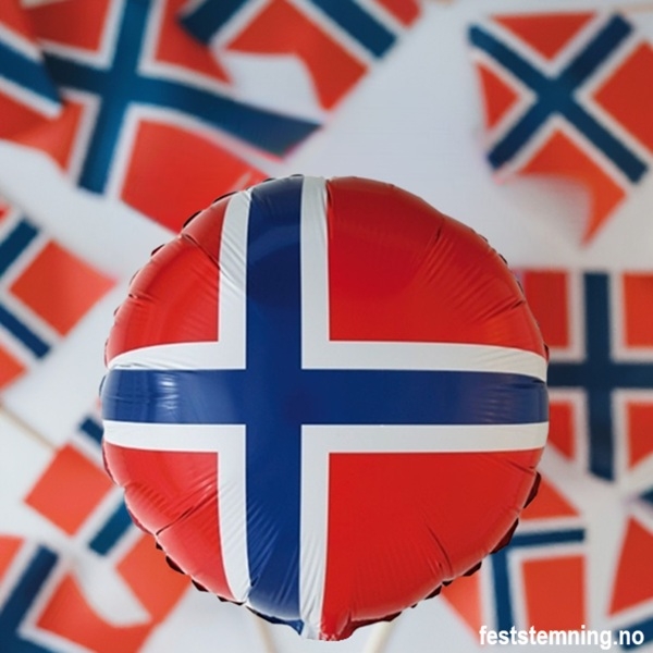 FOLIEBALLONG MED NORSK FLAGG