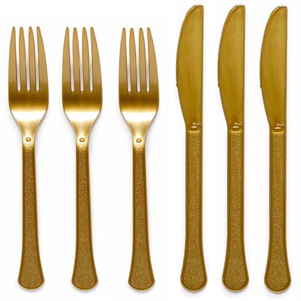 GULLFARGET BESTIKK - KNIVER / GAFLER (24-pk)