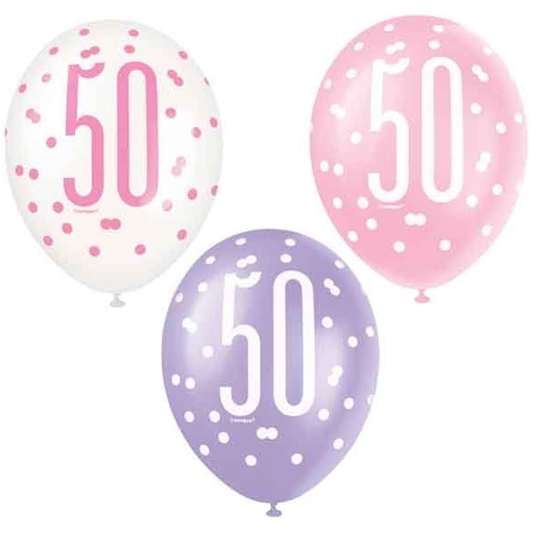 BALLONGER 50 ÅR - PINK GLITZ