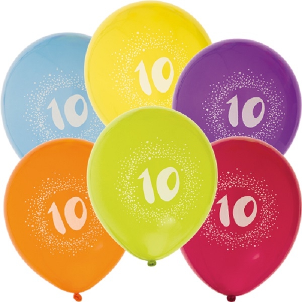 BALLONGER 10 ÅR (6-pk)