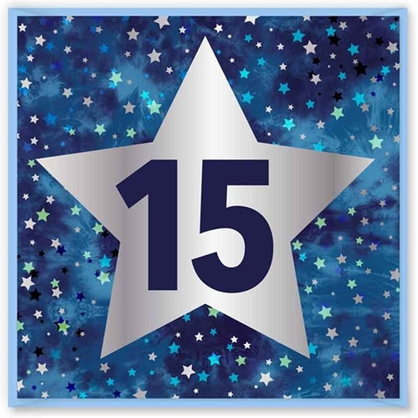 BURSDAGSKORT 15 ÅR - BLUE STAR