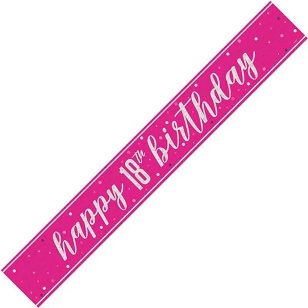 ROSA HAPPY BIRTHDAY BANNER 18 ÅR