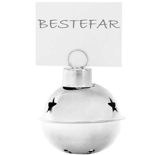 SØLVFARGET JULEBJELLE BORDKORTHOLDER (6-pk)