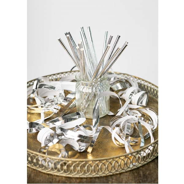 SØLVFARGEDE PAPIRSUGERØR (20-pk)