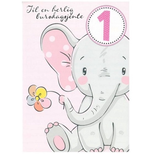 BURSDAGSKORT JENTE 1 ÅR