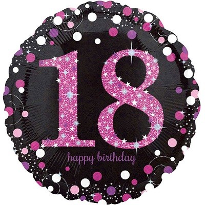 FOLIEBALLONG TIL 18-ÅRSDAG (pink sparkling)
