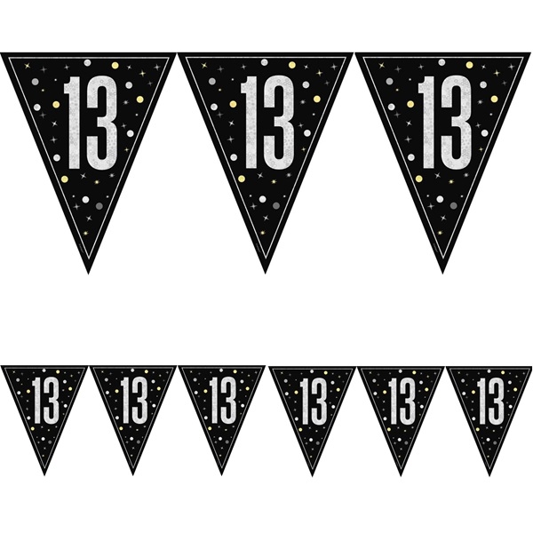 PYNT TIL 13-ÅRSDAG MED SVARTE GIRLANDER FLAGG