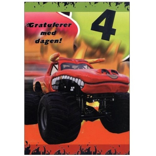 BURSDAGSKORT 4 ÅR - MONSTER TRUCK