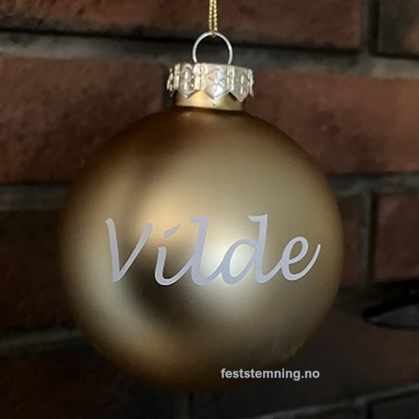 GULLFARGET JULEKULE MED NAVN