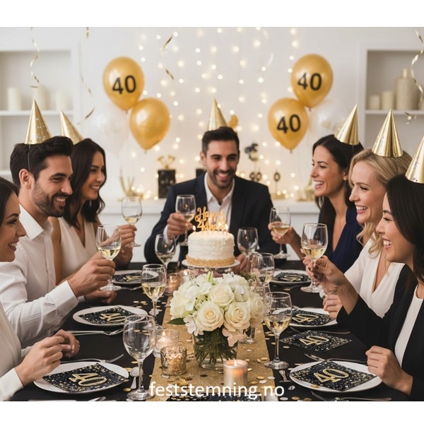 SERVIETTER OG PYNT TIL 40-ÅRSDAG (illustrasjonsbilde)