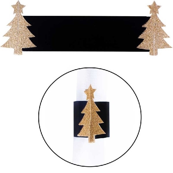GOLD GLITTER JULETRE SERVIETTRINGER