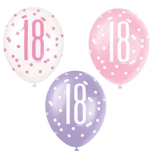 ROSA, HVITE OG LILLA BALLONGER TIL 18-ÅRSDAG