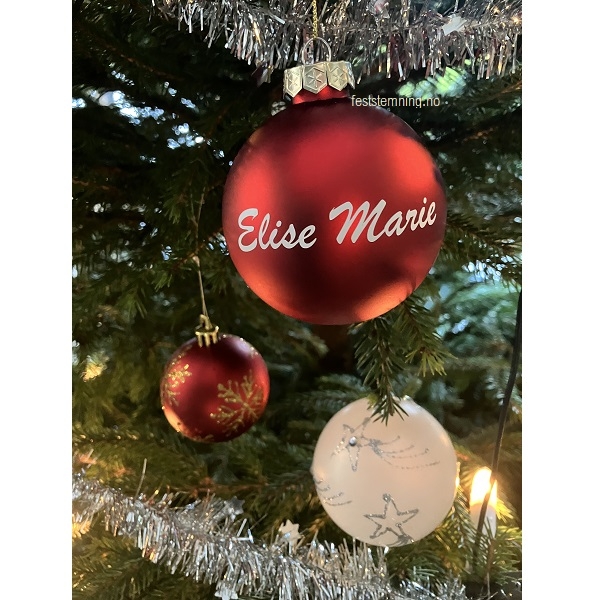 RØD JULEKULE MED EGET NAVN - rød matt