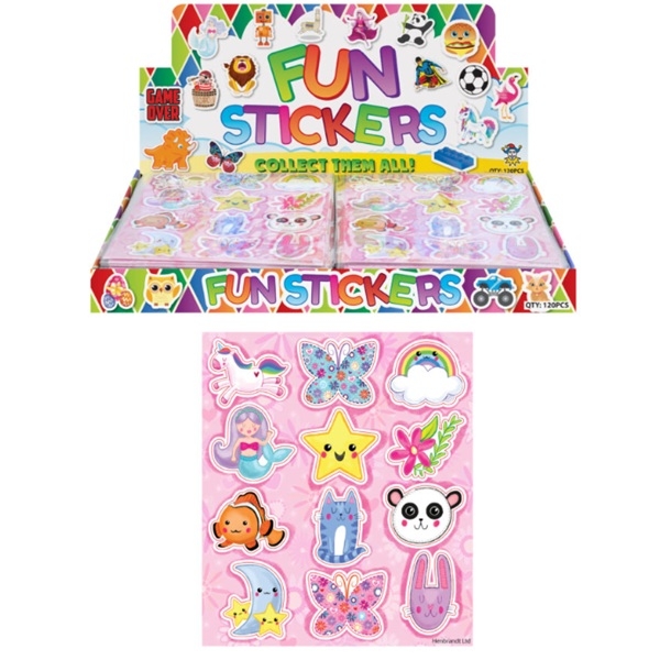 KLISTREMERKEARK MED VARIERTE MOTIV - ENHJØRNING/SOMMERFUGL/HAVFRUE