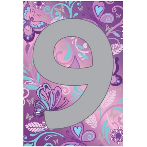 BURSDAGSKORT 9 ÅR - LILLA