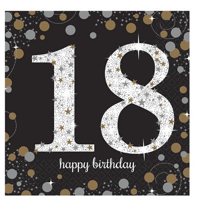 SERVIETTER TIL 18-ÅRSDAG
