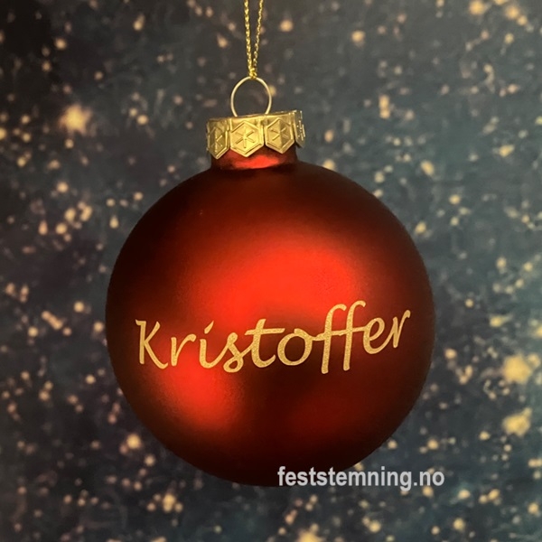 RØD JULEKULE MED NAVN (rød matt)