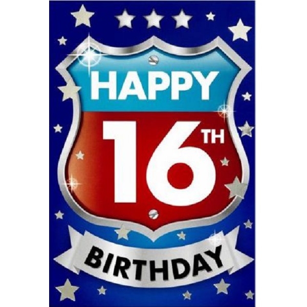 BURSDAGSKORT 16 ÅR - HAPPY BIRTHDAY