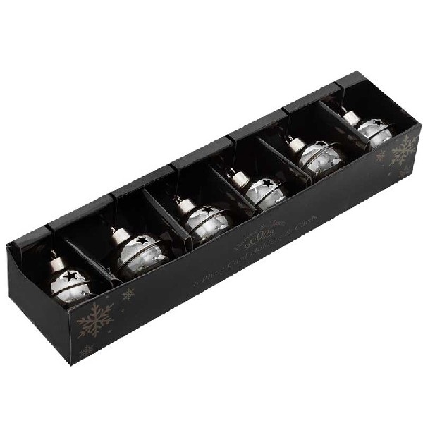SØLVFARGEDE JULEBJELLER BORDKORTHOLDERE (6-pk)