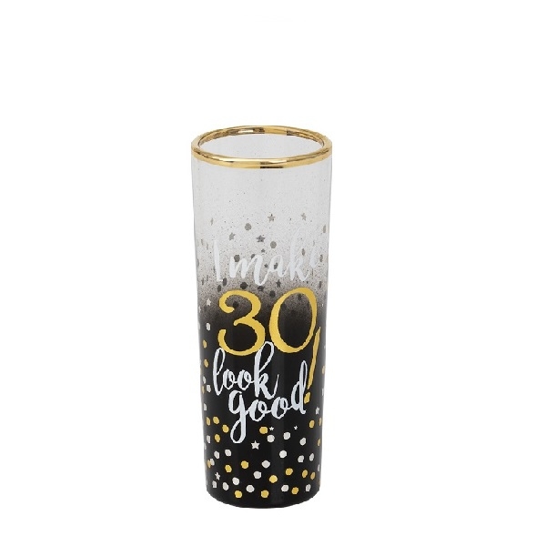 BLACK AND GOLD SHOT GLASS 30 ÅR