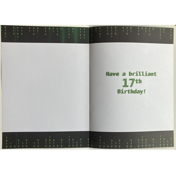 BURSDAGSKORT 17 ÅR - BINÆRE TALL (innside)
