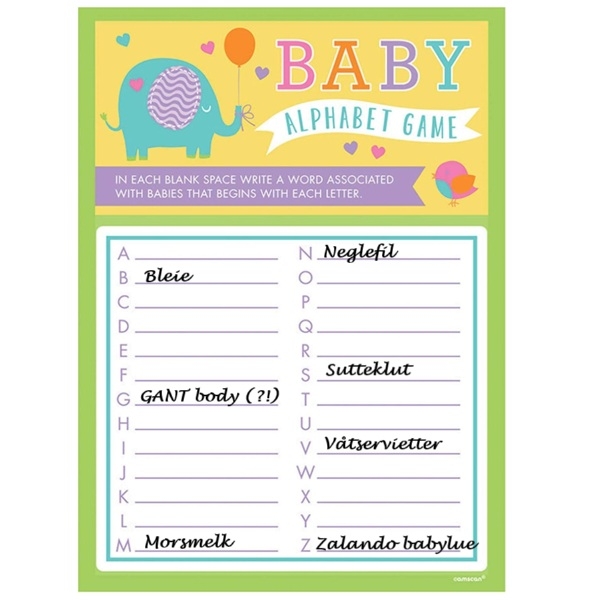 BABY SHOWER LEK - EKSEMPEL